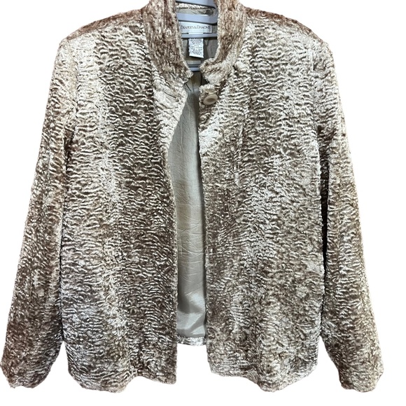 Draper's & Damon's Taupe Textured Faux Fur Teddy Jacket Coat Size L - Picture 4 of 8